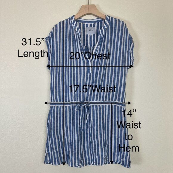 Rails Women's Size XS Blue Emma Mykonos Stripe Linen Mini Dress Cover Up Resort - Picture 5 of 17